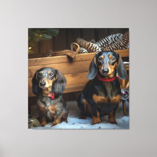 Dachshund Sneeuw Slede Kerst Decoratie (Voorkant)