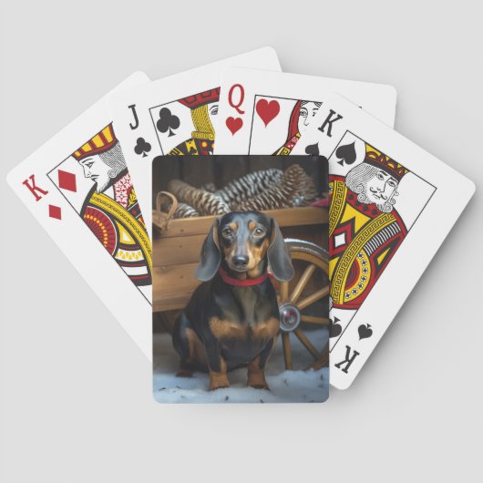 Dachshund Sneeuw Slede Kerst Decoratie Pokerkaarten (Achterkant)