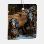 Dachshund Sneeuw slee Kerst decoratie (Rechts)