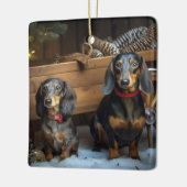 Dachshund Sneeuw slee Kerst decoratie (Links)