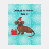 Dachshund Sneeuwvlok Kerst Dekenvacht Fleece Deken (Voorkant)