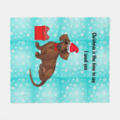 Dachshund Sneeuwvlok Kerst Dekenvacht Fleece Deken (Voorkant (Horizontaal))