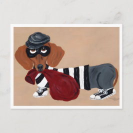 Dachshund Snoepdief Inbreker Feestdagenkaart