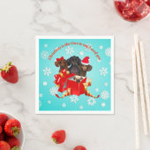 Dachshund Snow Flake-kerstpapier Napkins Servet (Insitu)