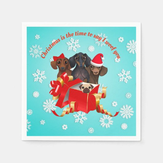 Dachshund Snow Flake-kerstpapier Napkins Servet (Voorkant)