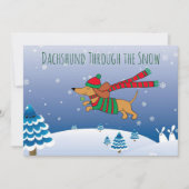 Dachshund Snow Matte 5 x 7 inch, White Envelope In Feestdagenkaart (Voorkant)