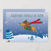 Dachshund Snow Matte 5 x 7 inch, White Envelope In Feestdagenkaart (Voorkant / Achterkant)