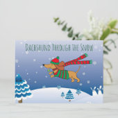 Dachshund Snow Matte 5 x 7 inch, White Envelope In Feestdagenkaart (Staand voorkant)