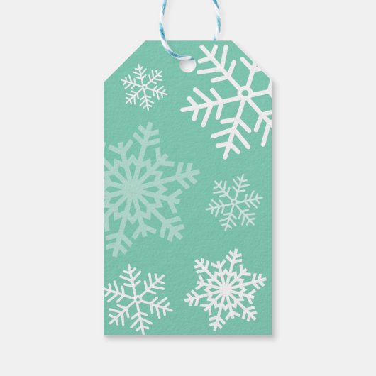 Dachshund Snowflake Labels met kerstwintercadeaus Cadeaulabel (Achterkant)