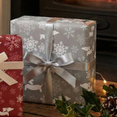 Dachshund Snowflakes Silver kerstcadeaubonade Cadeaupapier
