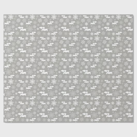 Dachshund Snowflakes Silver kerstcadeaubonade Cadeaupapier (Vlak)