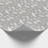 Dachshund Snowflakes Silver kerstcadeaubonade Cadeaupapier (Hoek)