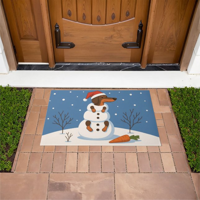 Dachshund Snowman Christmas Doormat Deurmat (Buiten)