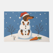 Dachshund Snowman Christmas Doormat Deurmat (Voorkant)