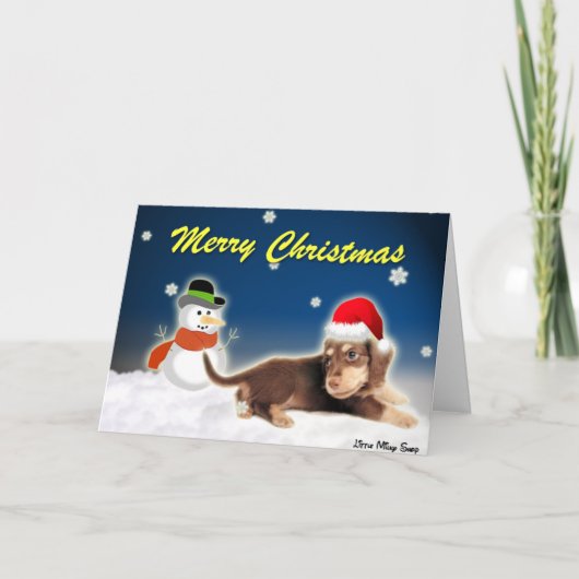 Dachshund Snowman Christmas Kaart (Voorkant)