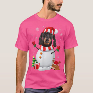 Dachshund Snowman Hondenliefhebbers met kerstmis T-shirt