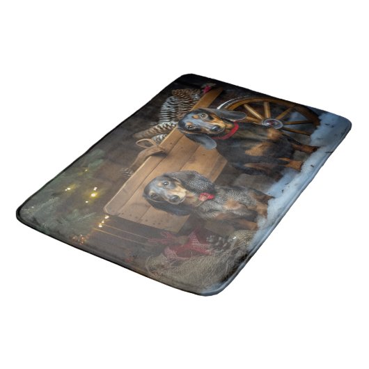 Dachshund Snowy Sleigh Kerst Decor Badmat (Gekanteld)