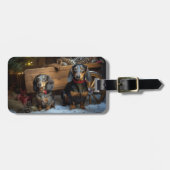 Dachshund Snowy Sleigh Kerst Decor Bagagelabel (Voorkant horizontaal)
