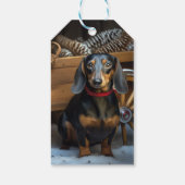 Dachshund Snowy Sleigh Kerst Decor Cadeaulabel (Achterkant)