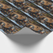 Dachshund Snowy Sleigh Kerst Decor Cadeaupapier (Hoek)