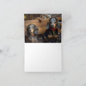 Dachshund Snowy Sleigh Kerst Decor Kaart (Binnen)