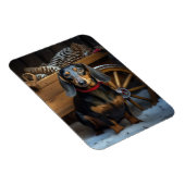 Dachshund Snowy Sleigh Kerst Decor Magneet (Rechterzijde)