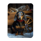 Dachshund Snowy Sleigh Kerst Decor Magneet (Verticaal)
