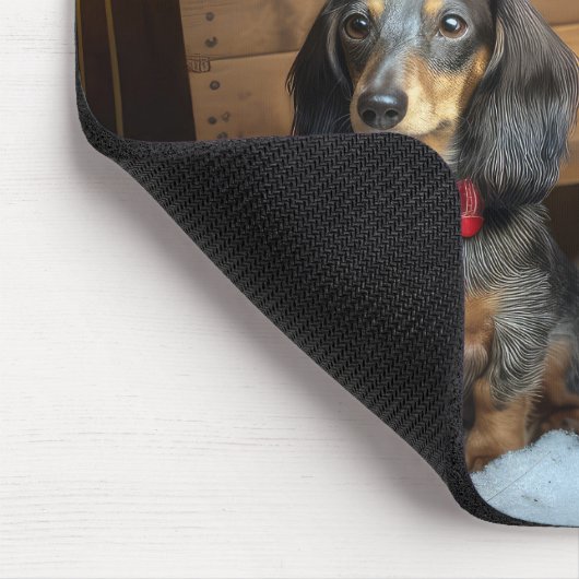 Dachshund Snowy Sleigh Kerst Decor Muismat (Hoek)