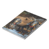 Dachshund Snowy Sleigh Kerst Decor Notitieblok (Linkerzijde)