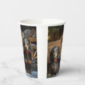 Dachshund Snowy Sleigh Kerst Decor Papieren Bekers (Links)