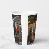 Dachshund Snowy Sleigh Kerst Decor Papieren Bekers (Rechts)
