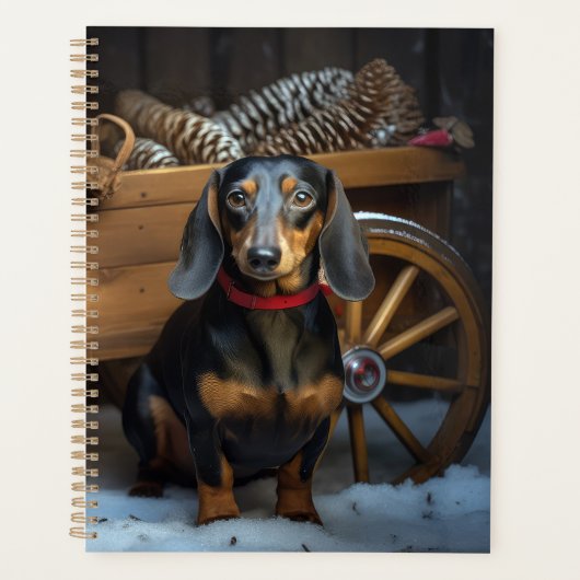 Dachshund Snowy Sleigh Kerst Decor Planner (Voorkant)