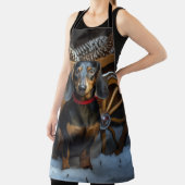 Dachshund Snowy Sleigh Kerst Decor Schort (Insitu)