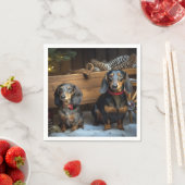 Dachshund Snowy Sleigh Kerst Decor Servet (Insitu)