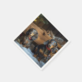 Dachshund Snowy Sleigh Kerst Decor Servet (Hoek)