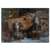 Dachshund Snowy Sleigh Kerst Decor Snijplank (Voorkant)