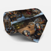 Dachshund Snowy Sleigh Kerst Decor Stropdas (Opgerold)