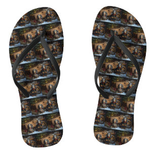 Dachshund Snowy Sleigh Kerst Decor Teenslippers