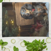 Dachshund Snowy Sleigh Kerst Decor Theedoek (Gevouwen)