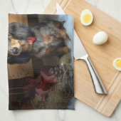 Dachshund Snowy Sleigh Kerst Decor Theedoek (Quarter Fold)