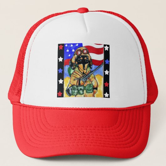 Dachshund Soldaat Trucker Pet (Voorkant)