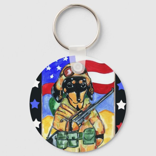 Dachshund Soldier Sleutelhanger (Voorkant)