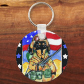 Dachshund Soldier Sleutelhanger (Voorkant)