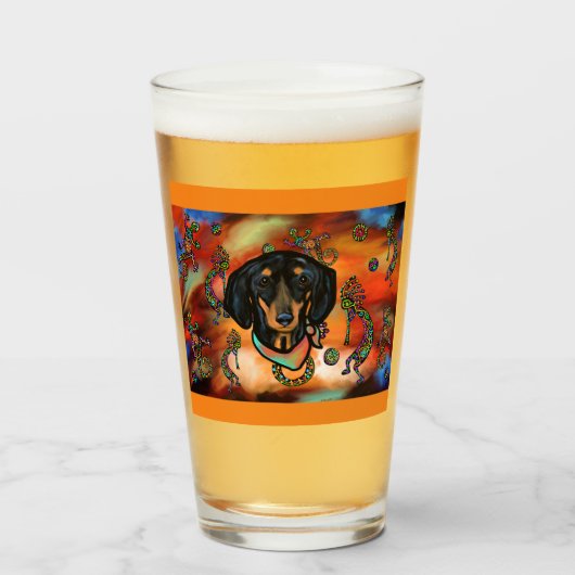 DACHSHUND SOUTHWESTERN ART GLAS (Voorkant gevuld)