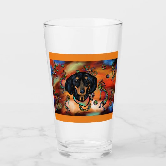 DACHSHUND SOUTHWESTERN ART GLAS (Voorkant)