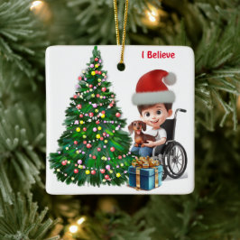 Dachshund & Speciale behoeften Jongen Kerstmis Kaa Keramisch Ornament