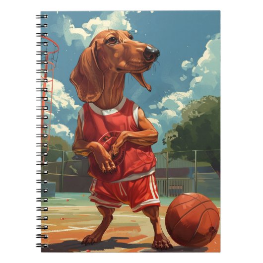 Dachshund speelt basketbal notitieboek (Voorkant)