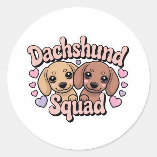 Dachshund Squad Cute Kawaii Dachshund Sticker Dach (Voorkant)