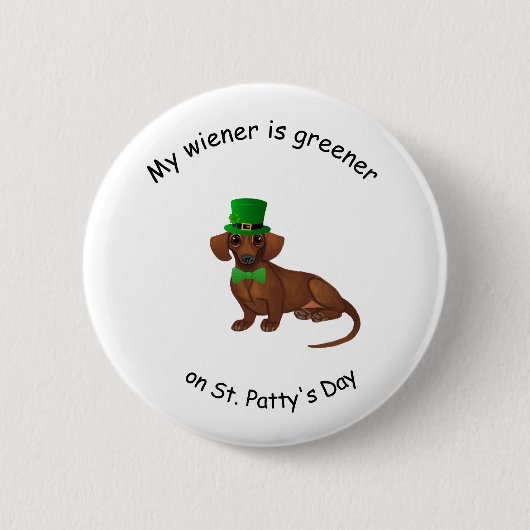 Dachshund St. Patrick's Day Button (Voorkant)