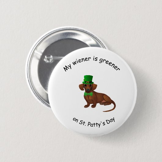 Dachshund St. Patrick's Day Button (Voorkant /achterkant)